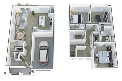 Floor plan for 3 beds, 2.5 baths, 1513 sqft